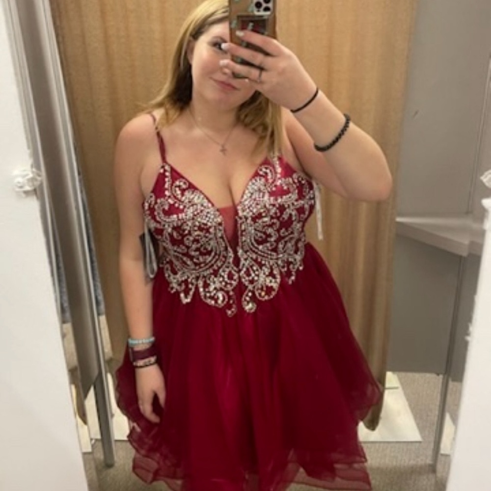 Red corset homecoming dress